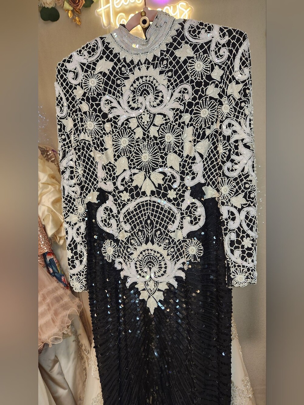 Vintage Naeem Khan For Lillie Rubin Riazee Nights Silk Embellished Evening Gown - Picture 7 of 14